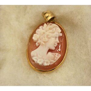 Vintage 18K Gold Italy Italian Cameo Pendant Brooch